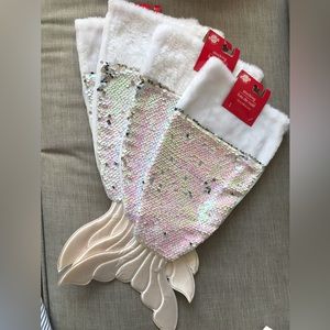 Four Fishtail / mermaid sequin holiday stockings, or hats!